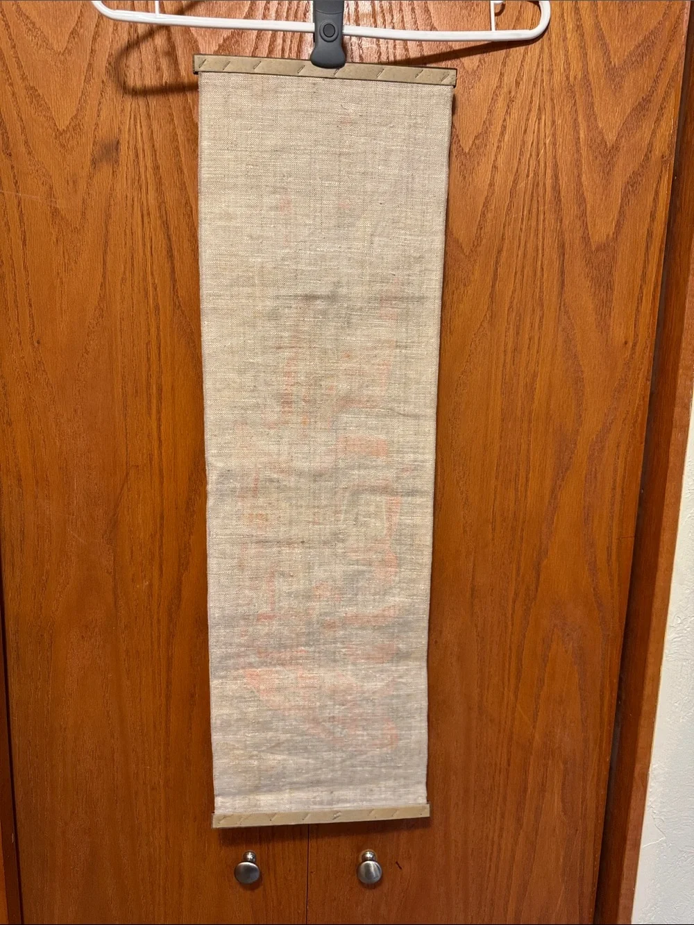 1960’s Donald Clark Linen Wall Hanging Aboriginal Shield and Spears Wall Scroll